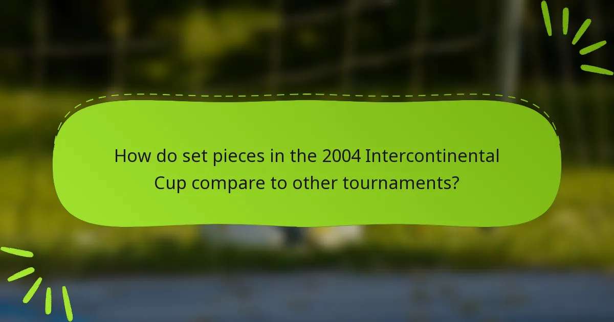 How do set pieces in the 2004 Intercontinental Cup compare to other tournaments?