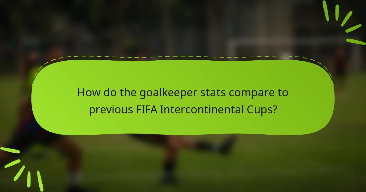 How do the goalkeeper stats compare to previous FIFA Intercontinental Cups?