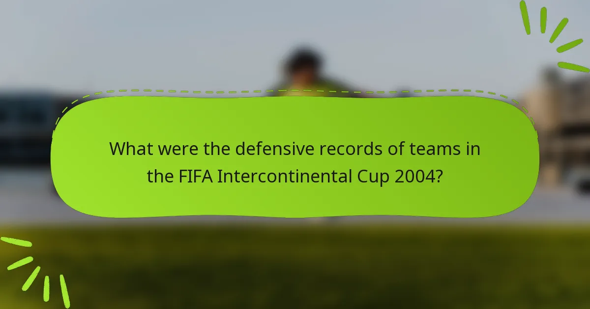 What were the defensive records of teams in the FIFA Intercontinental Cup 2004?