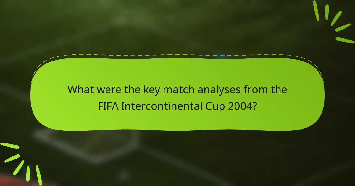 What were the key match analyses from the FIFA Intercontinental Cup 2004?