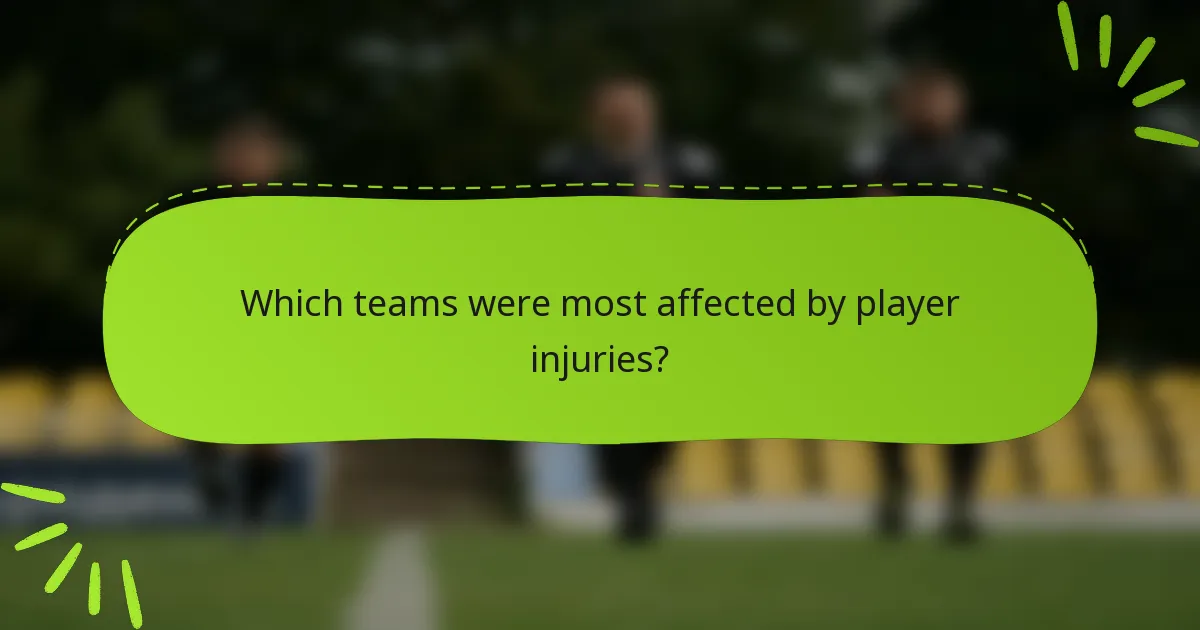 Which teams were most affected by player injuries?